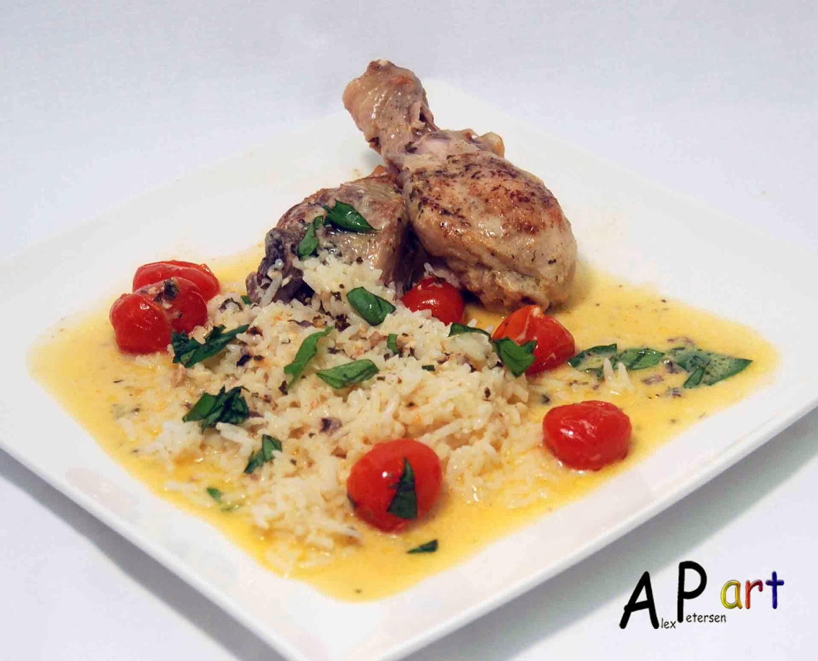 Alex the Contemporary Culinarian Chicken Drumsticks in Tomato Alfredo