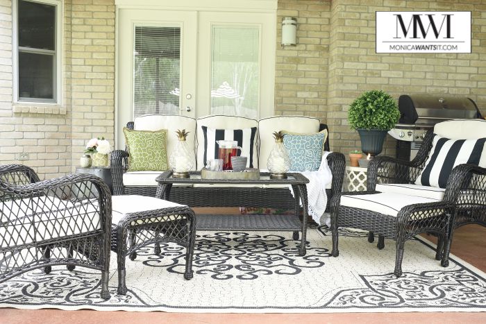 Regrets from our new construction home in Corpus Christi An outdoor patio makeover with budget decor ideas in a neutral color palette.