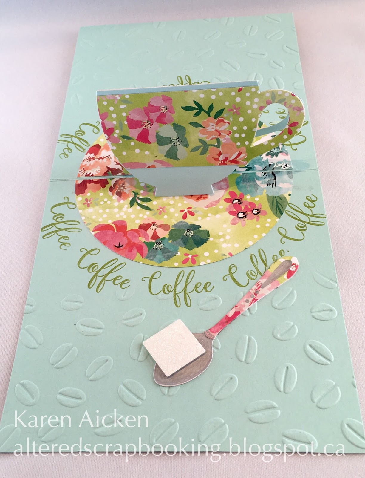 Altered Scrapbooking Floral Cup Pop Stand Card for the Coffee Loving