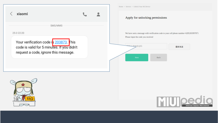 pesan SMS kode verifikasi dari XIAOMI pesan SMS kode verifikasi dari XIAOMI