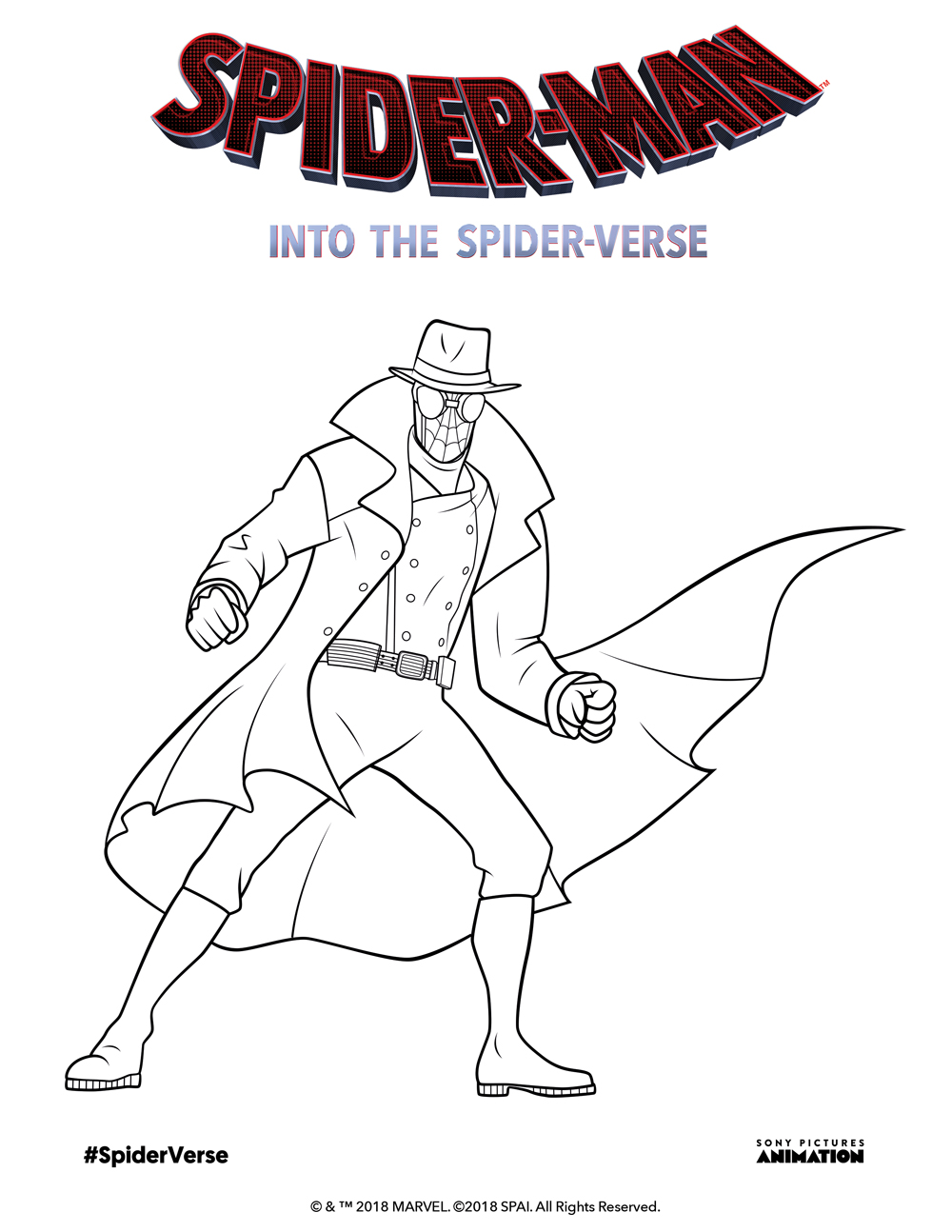 Coloring Pages and Activity Sheet for Spiderman Into the Spiderverse