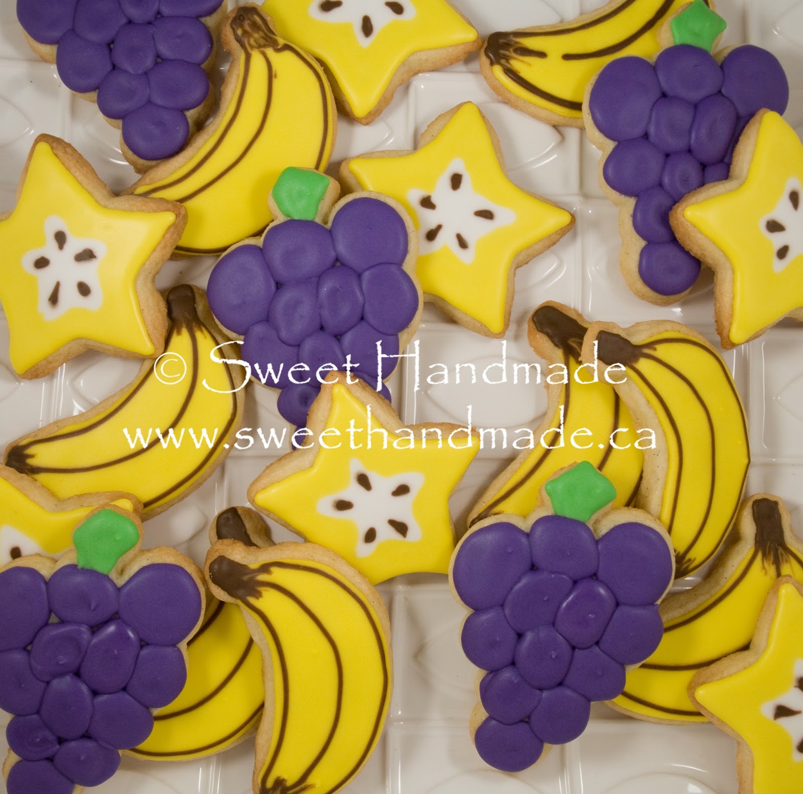 Sweet Handmade Cookies Fruit Tray with Bananas, Starfruit and Grape