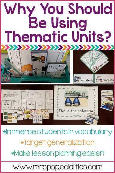 Thematic units are excellent for teaching students to master and generalize skills. They are perfect for immersing students in the vocabulary and concepts.