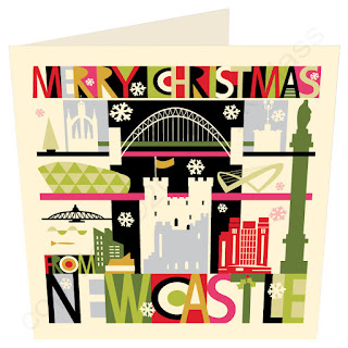 Christmas Card Newcastle and Gateshead Quays City Scape by Wotmalike