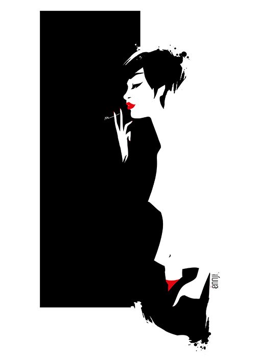 Ennji arte ilustrações fashion singelas minimalistas espaço negativo mulheres modelos