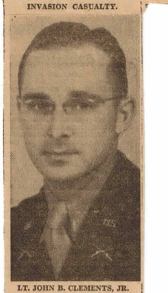 116th Infantry Regiment Roll of Honor 2LT John Bernard Clements Jr