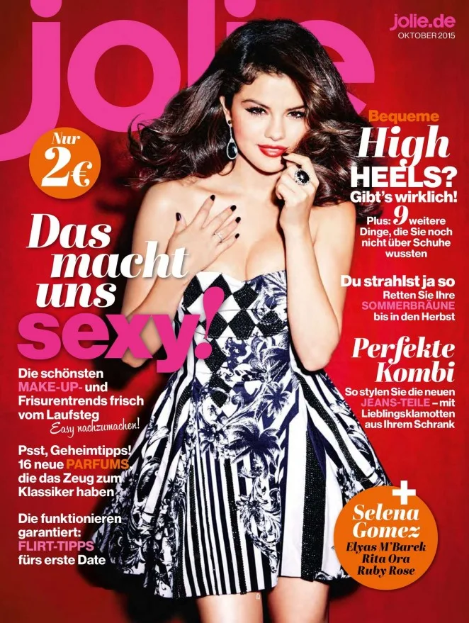 Selena Gomez spills cleavage on the Jolie Magazine October 2015 cover