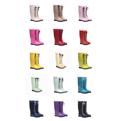 Line: gummistøvler, i regnbuens farver