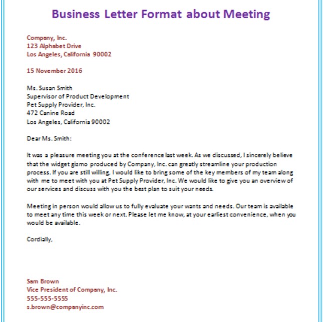 Contoh Business Letter
