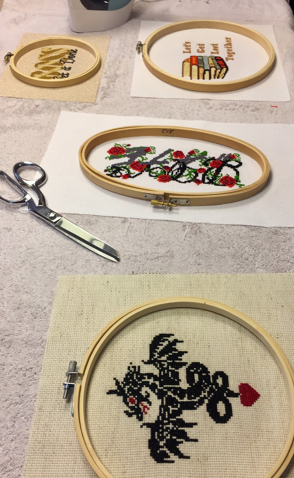 In Stitches by OKBD Finishing Cross Stitch Patterns In Hoop and Cross