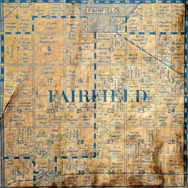 Sutton Nebraska Museum 1937 Plat Map of Fairfield Township, Clay County