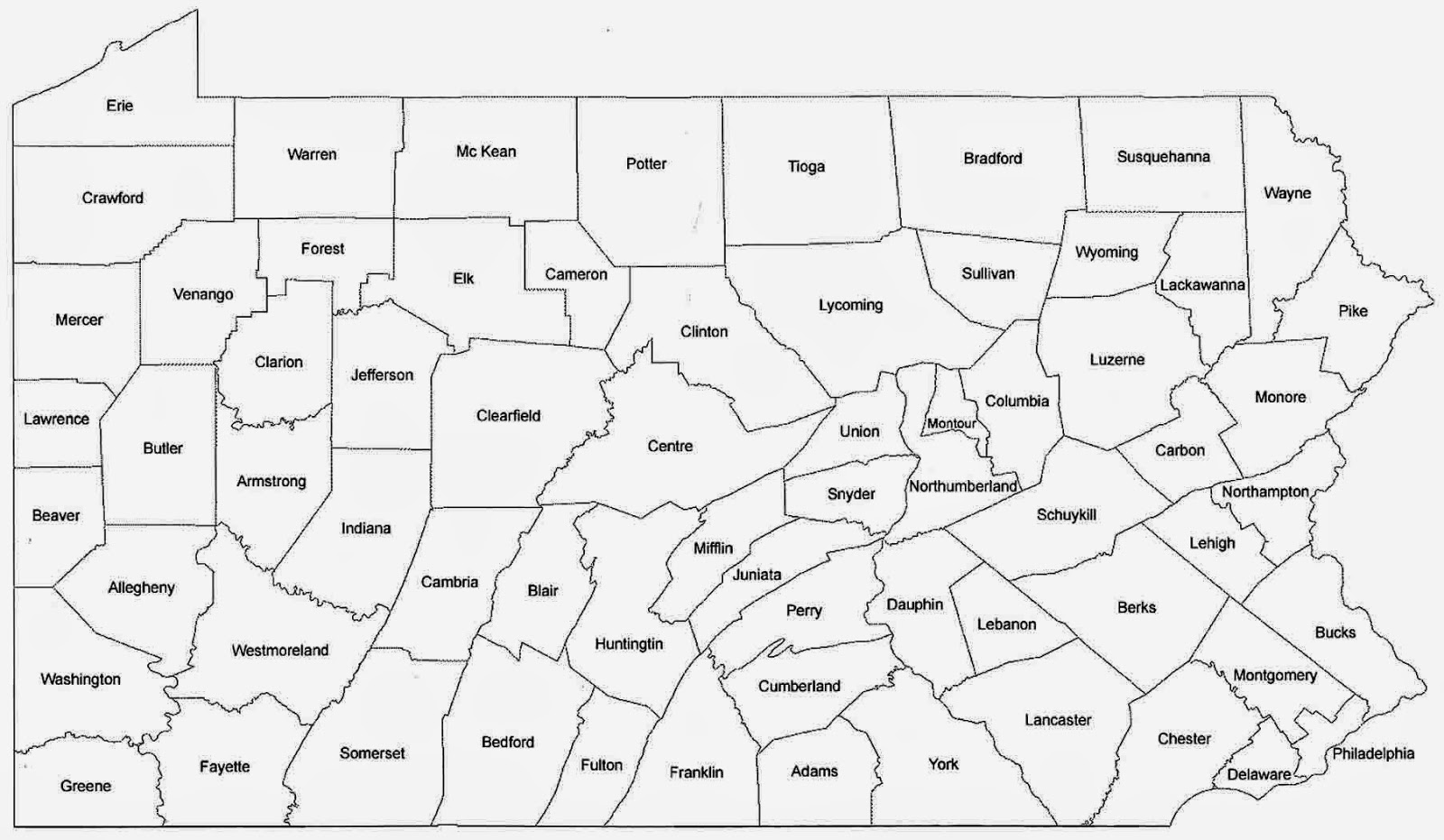 Map of Pennsylvania Counties Free Printable Maps