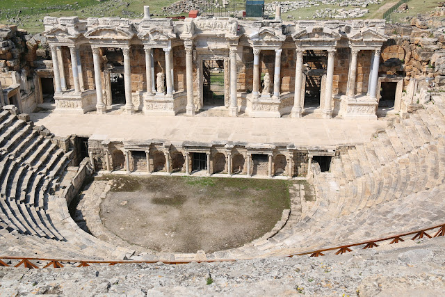 The theatre was used into late Roman times dating to AD 352 and the spectators were divided accordingly to the social class at Hierapolis in Pamukkale, Turkey The theatre was used into late Roman times dating to AD 352 and the spectators were divided accordingly to the social class at Hierapolis in Pamukkale, Turkey