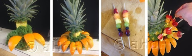 pineapple, centerpiece, placing fruit, design