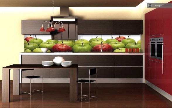 green red apple luxury kitchen tiles