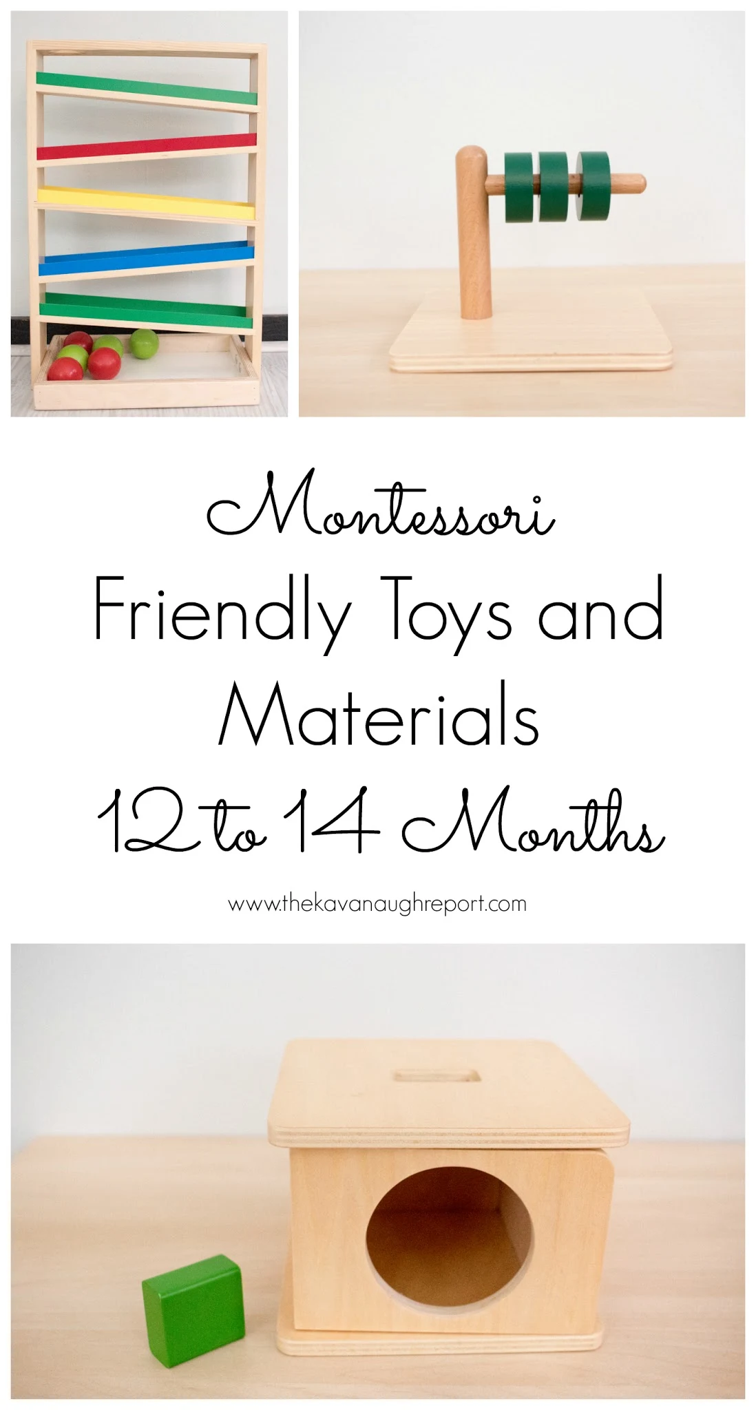 Montessori friendly baby and toddler toys from 12 to 14 months.