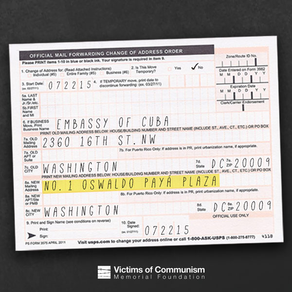 Image of the Week Change of Address Card for New Cuban Embassy Union por Cuba Libre