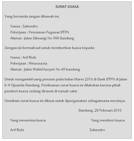 9 Contoh Surat Kuasa Lengkap Terbaru 2018 Cara
