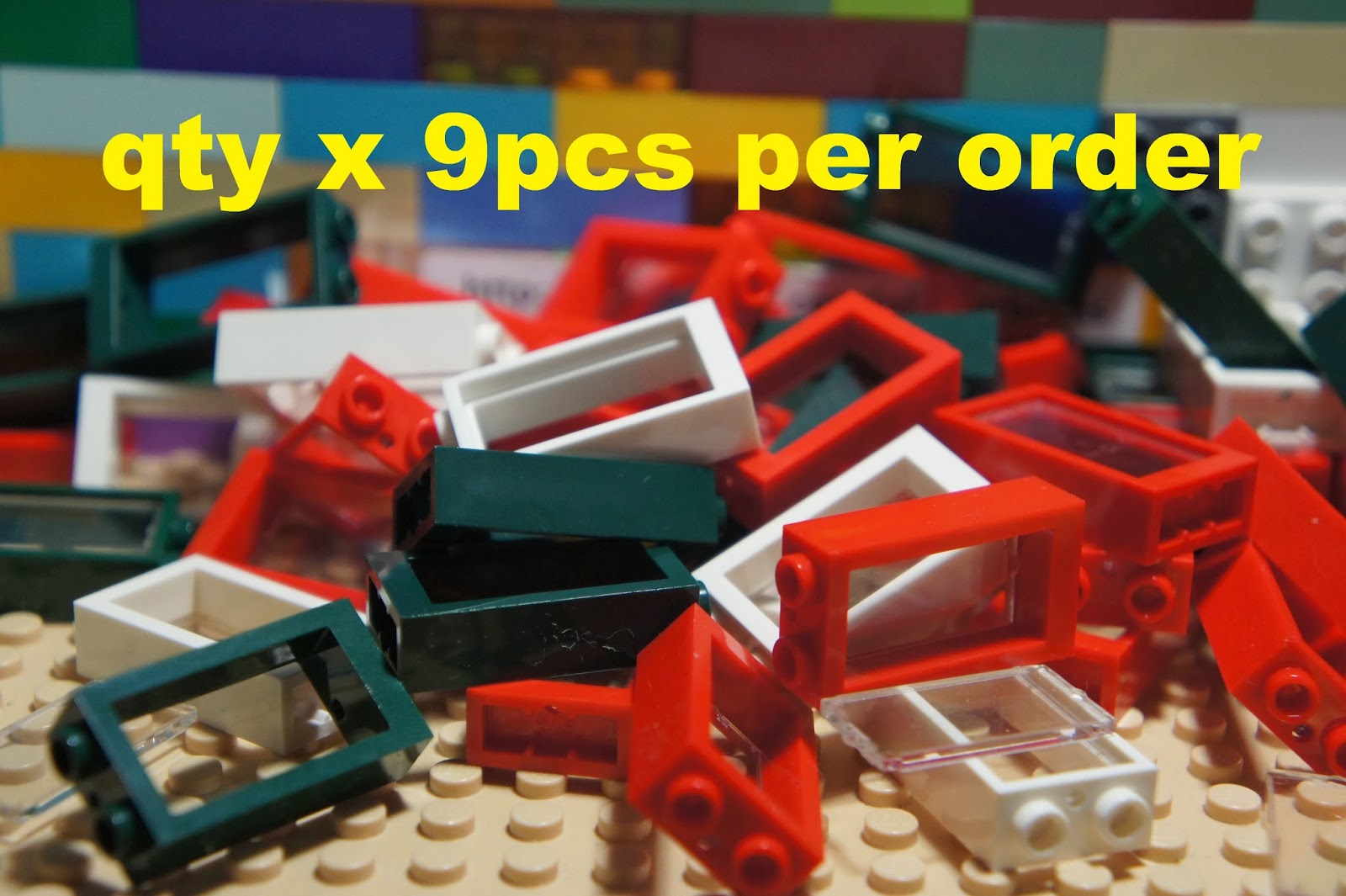 LEGO 60593 Window & Glass 1x2x 3 w/o Sill Qty x 9 pcs Choose Red D ...