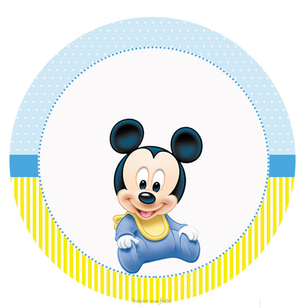 Mickey Bebé en y Amarillo: Wrappers y Toppers para Cupcakes para Imprimir Gratis. My Bebé!