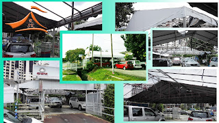 Custom A Shape Canopy Canvas 31' x 31' - Client have requested to change the current canvas to a new one. The client's business nature will be use car / refinance car which located near by Ampang Point.