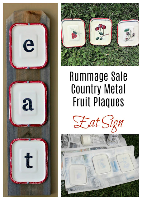 Upcycled Metal Garage Sale Plaques to Rustic EAT Sign