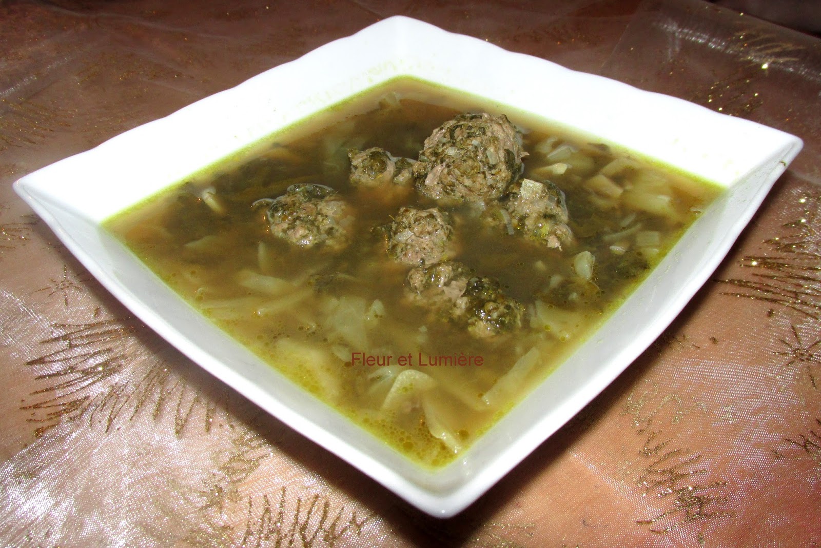Fleur et Lumière Soupe asiatique aux boulettes de viande / Cuisine