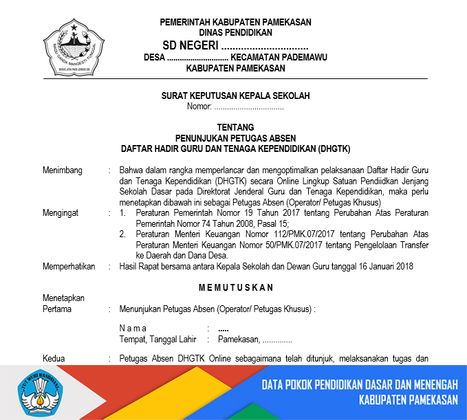 Contoh Sk Dhgtk Online Dapodik Pamekasan