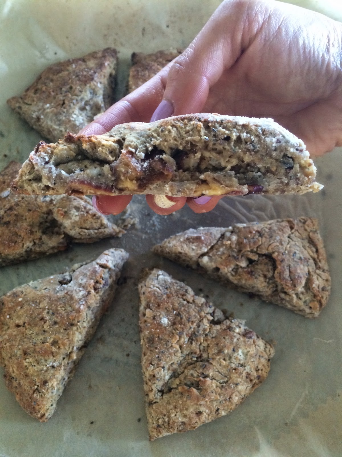 Gluten free oat flour scone with ground flaxseed, chia seed and dry
