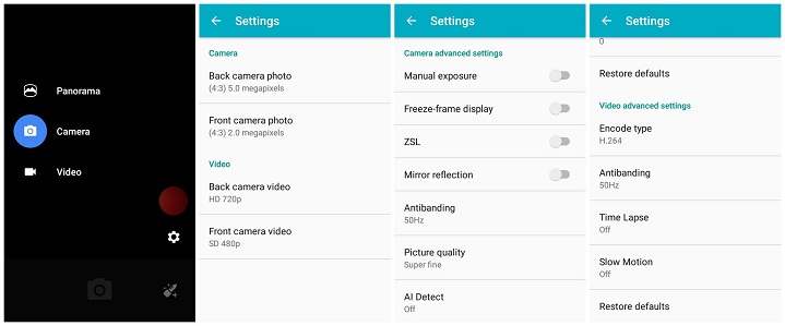  Primo D8s review Camera Interface