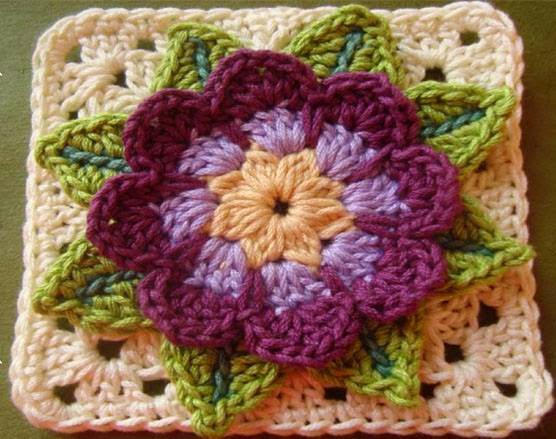 Flor tejida al crochet - con esquema