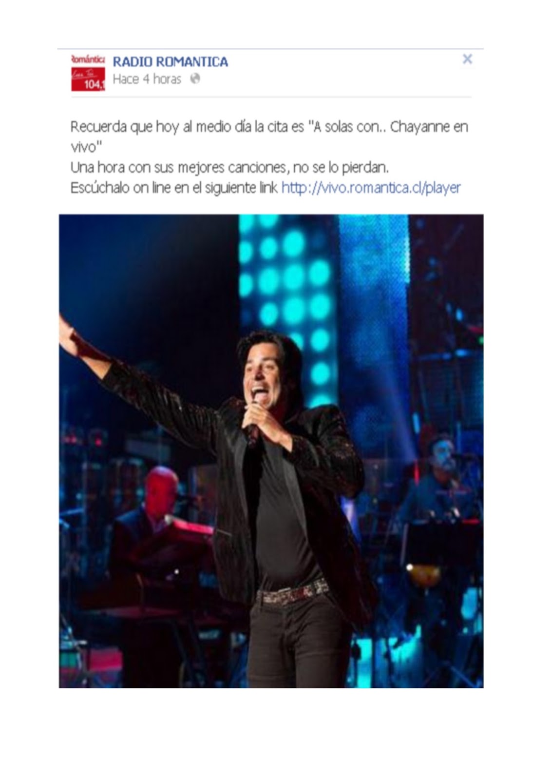 *Fans Club Oficial Chayanne un Conquistador Chile* GRAN APOYO DE LA RADIO ROMANTICA EN EL