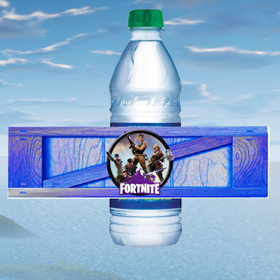 Water bottle labels from Free Fortnite Party Printables | Mandy's Party Printables