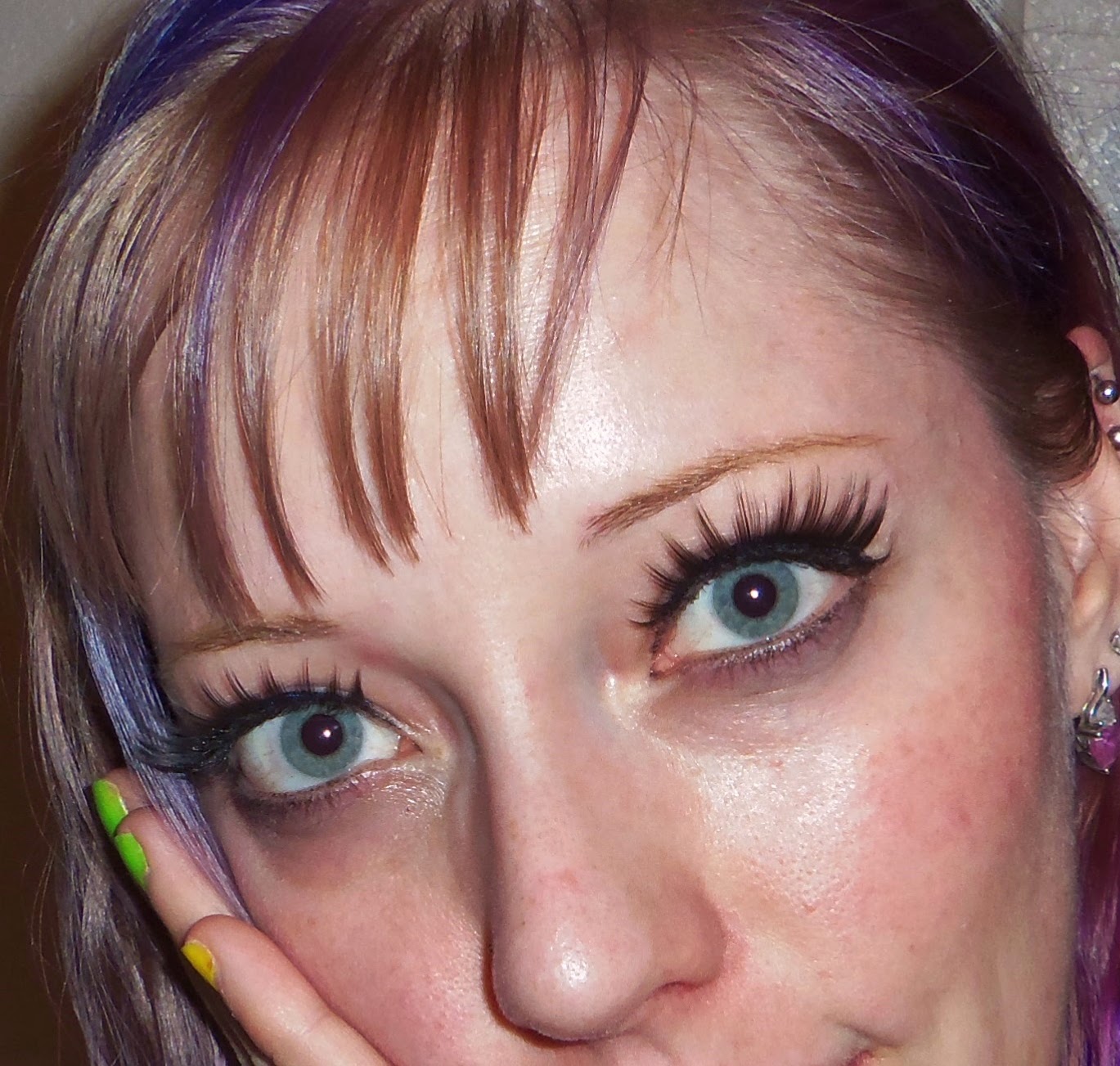 blue eyes fake eyelashes blue hair pink blonde nail polish smile smaller pores tca peel diy