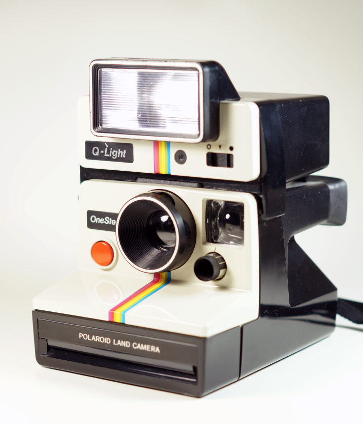 Polaroid One Step Rainbow Land Camera With Q Light Flash Unit