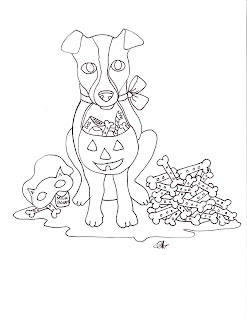 Halloween puppy coloring page