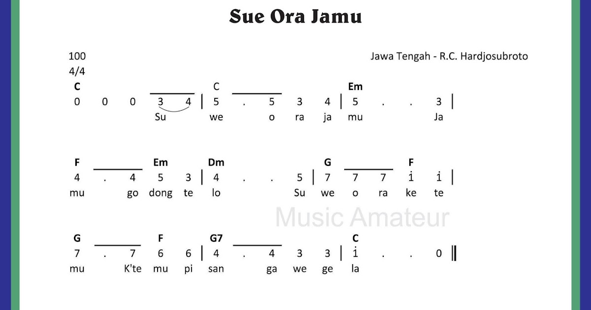 Not Angka Lagu Sue Ora Jamu Materi Belajar