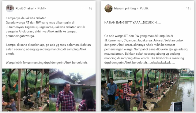 Beredar Foto Warga Tak Menghiraukan Ahok di Pemancingan Jakarta Selatan