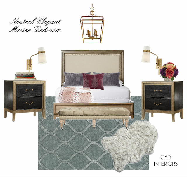 CAD INTERIORS e-design online interior design mood board bedroom design