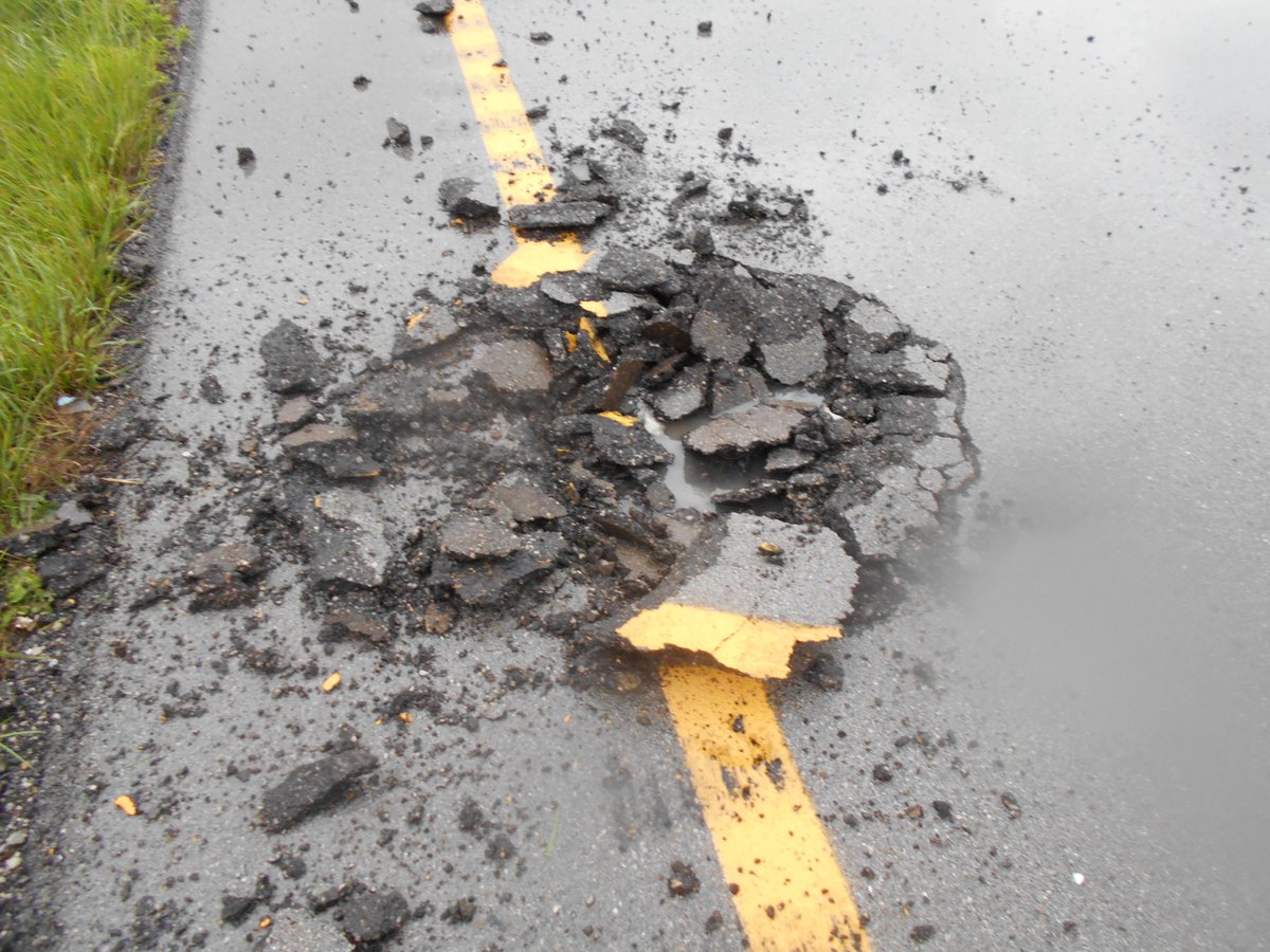 Lightning Strike Leaves Small Crater in I49 in Bates County