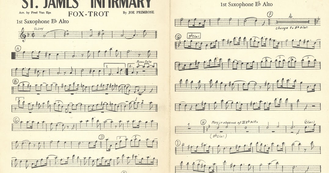 I Went Down To St James Infirmary Saxophone Sheet Music For St James Infirmary