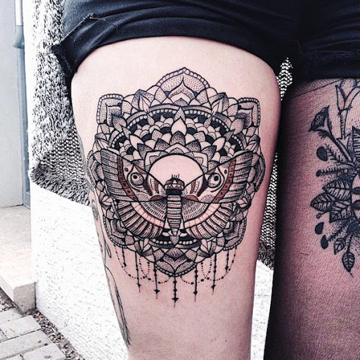 A mariposa pego na mandala
