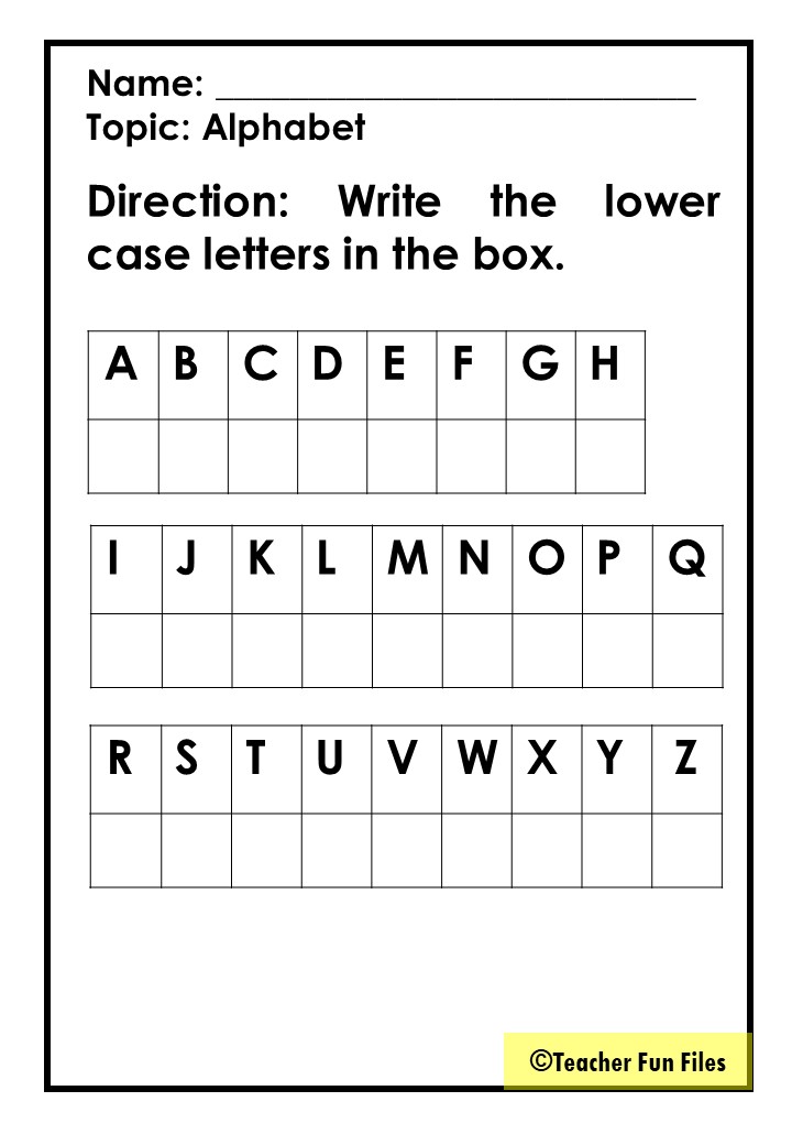 Writing Upper Case and Lower Case Letters Worksheet