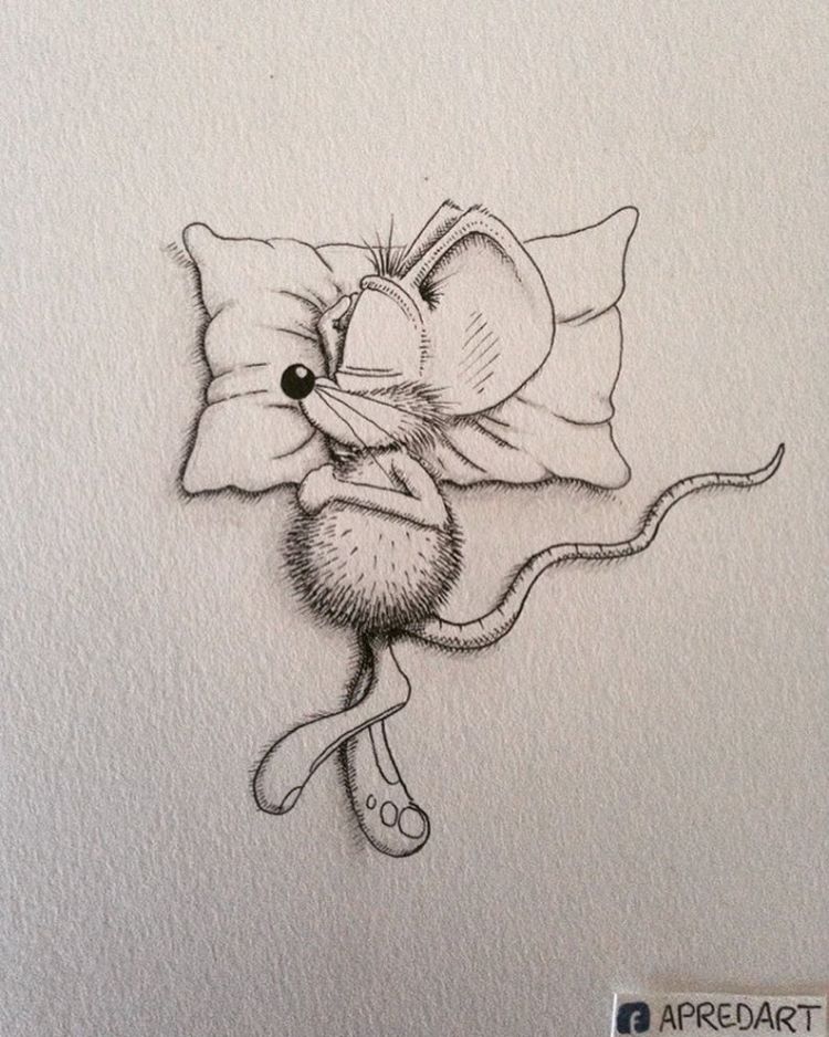 11-Sleeping-Loïc-Apreda-apredart-Drawings-of-Rikiki-the-Mouse-and-his-Famous-Friends-www-designstack-co