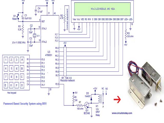Password Based Door Lock System Using Arduino Circuit Diagra