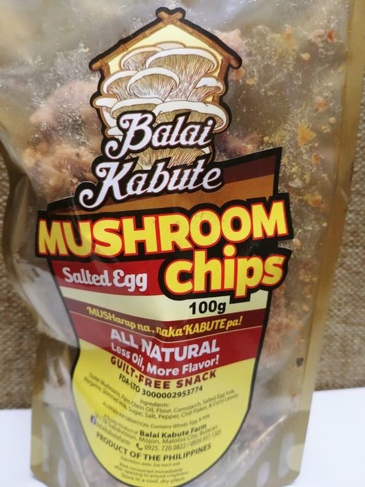 Salted egg flavor mushroom chips from Balai Kabute