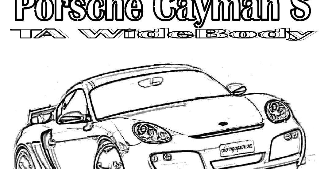 Race Car Coloring Pages Of Porsche Cayman TA Widebody >> Disney