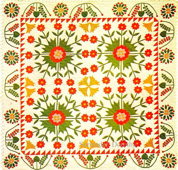 Quilts In The Barn Red Green and yellow antique quilts!