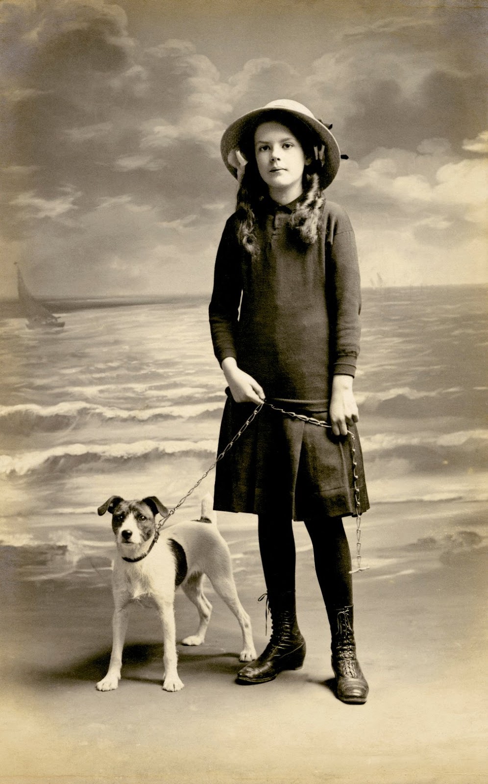 Dogs in Vintage Photographs Content in a Cottage