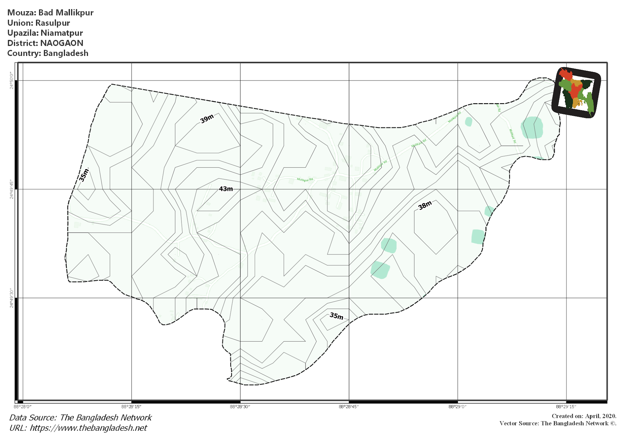Map of Bad Mallikpur Mouza of Niamatpur Upazila, NAOGAON Map of Bad Mallikpur Mouza of Niamatpur Upazila, NAOGAON, Bangladesh.